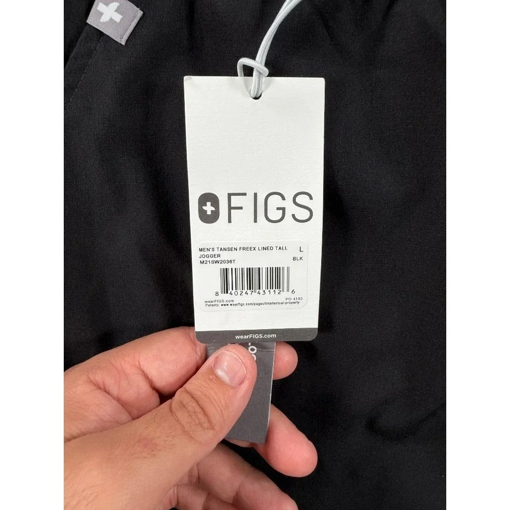 FIGS Tansen FreEx Lined Jogger Scrub Pants Mens Large Tall Black Lined NWT